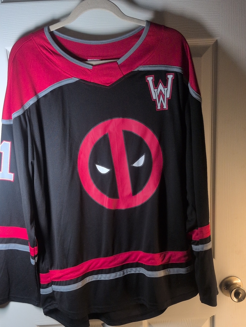 Marvel Black and Red Deadpool Hockey Jersey